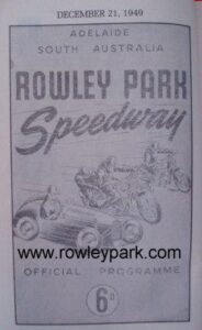 Rowley Park Speedway Official Program December 21 1949