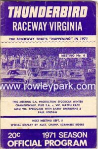 A Thunderbird Raceway (Virginia) Program from 1971